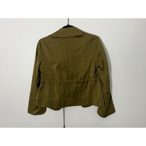 Akris Punto Blazer Womens Size 4 Open Front Tailored Waist Green Office Cropped - Picture 8 of 16